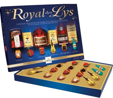 ABTEY ROYAL DES LYS ASSORTED DARK CHOCOLATE LIQUEURS 250G