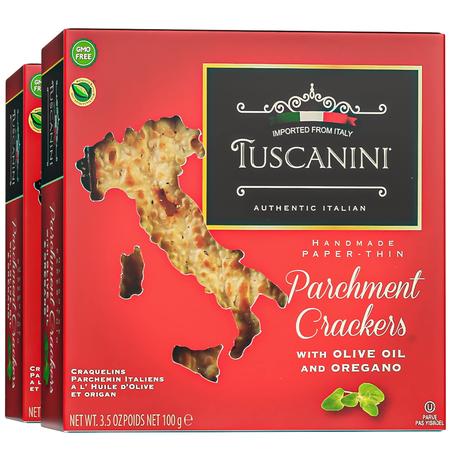 TUSCANINI OREGENO OLIVE OIL PARCHMENT CRACKERS 3.5 OZ