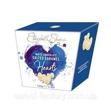 ELIZABETH SHAW WHITE CHOCOLATE SALTED CARAMEL HEARTS 125G