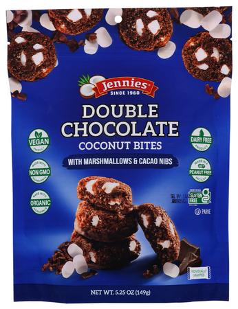 JENNIES DOUBLE CHOCOLATE COCONUT BITES W/ MARSHMELLOW + COCOA NIBS 5.25OZ