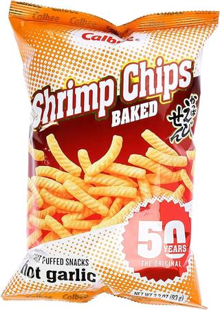 CALBEE SHRIMP CHIPS BAKED HOT GARLIC 3.3OZ